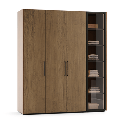 Мебель Шкафы для одежды Модуле. Цвет Эвкалипт кофейный матовый фризе. Материал Шпон эвкалипта НатурВуд. Коллекция Идея 3. Картинка.