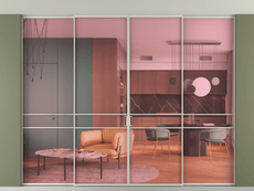 Перегородка Формато внутри проёма скрытое крепление в потолок 4 створки